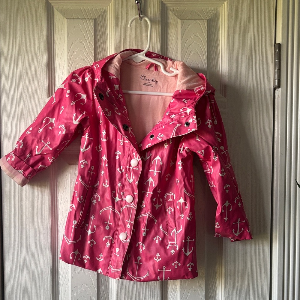 Cherokee Pink Anchor Print Kids Raincoat